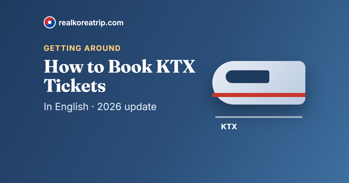 Graphic of a high-speed train with the title How to Book KTX Tickets
